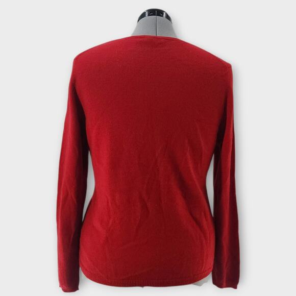 Charter Club Cashmere Sweater Women's L Red Sequin Argyle Design Soft Round Neck - Picture 5 of 7